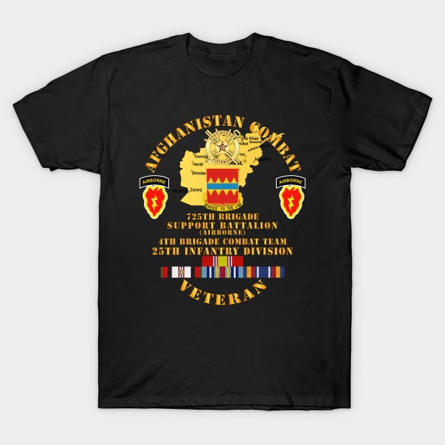 Afghanistan - Vet - 725TH Bde sPT Bn Abn  - 4th BCT 25th ID w AFGHAN SVC T-Shirt by twix123844